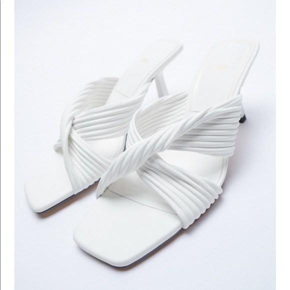 Zara pleated strap heeled sandals